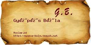 Gyöpös Béla névjegykártya